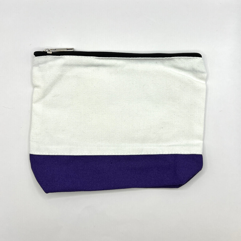 Zipper Pouch-Large Two Toned Color and Cream Canvas