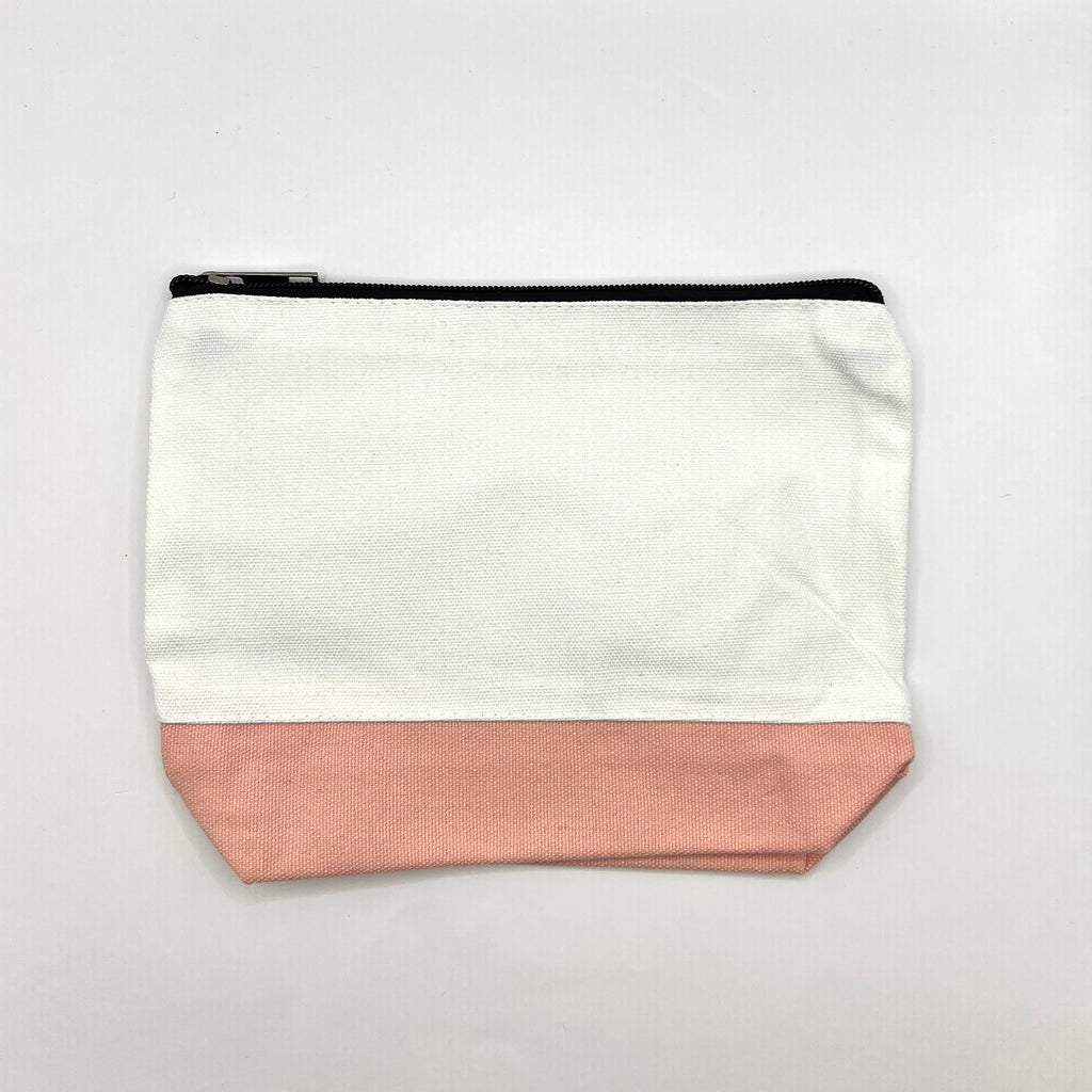 Zipper Pouch-Large Two Toned Color and Cream Canvas