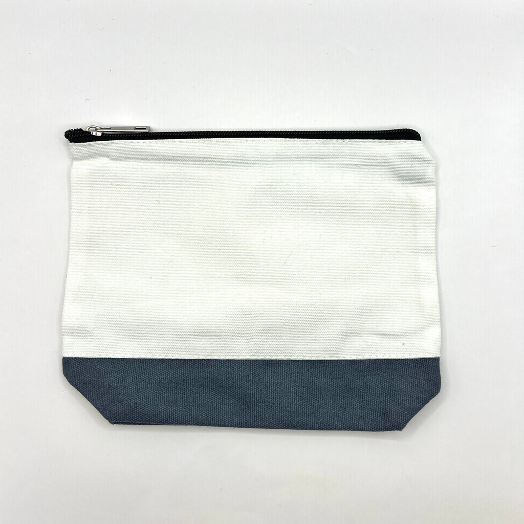 Zipper Pouch-Large Two Toned Color and Cream Canvas