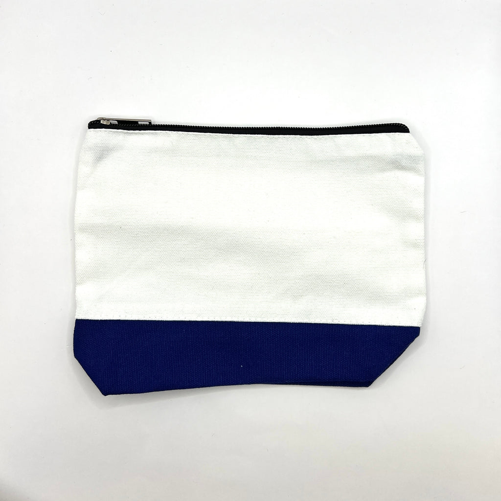 Zipper Pouch-Large Two Toned Color and Cream Canvas