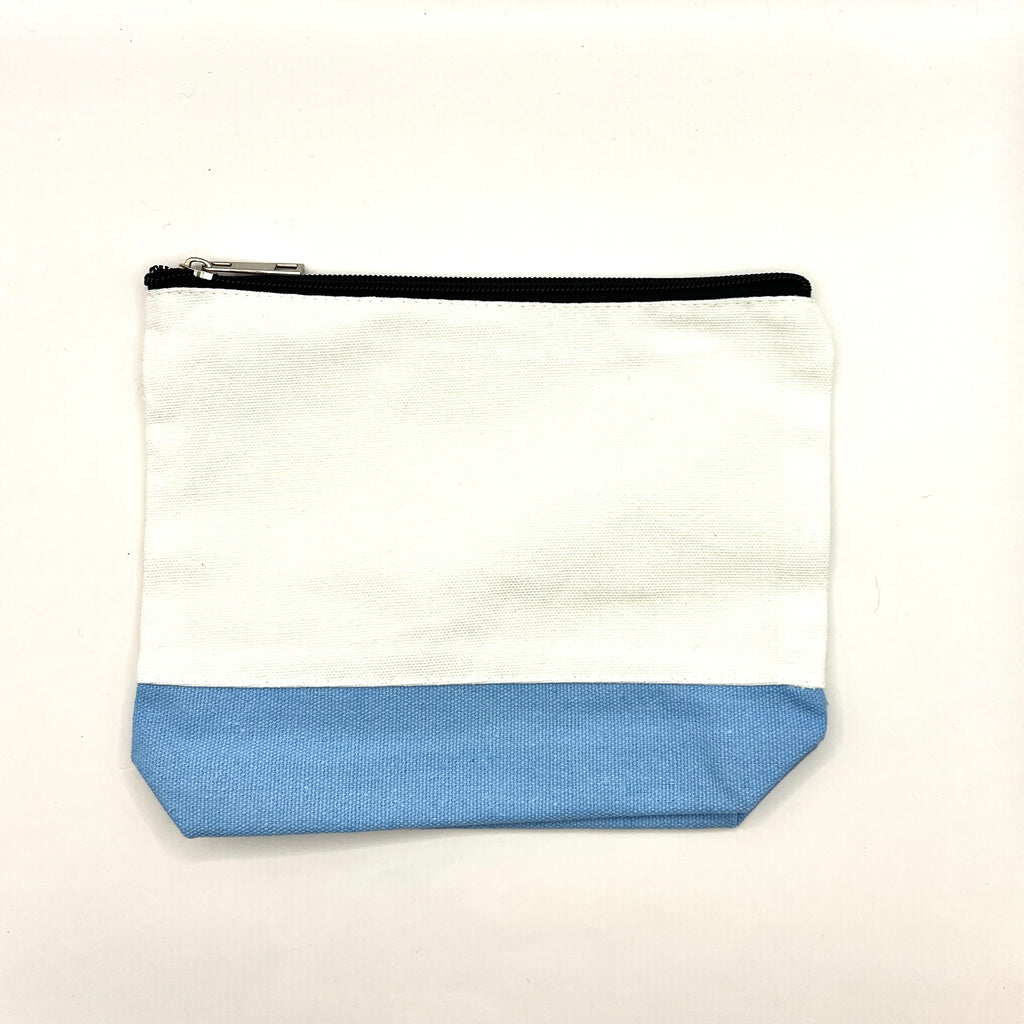 Zipper Pouch-Large Two Toned Color and Cream Canvas