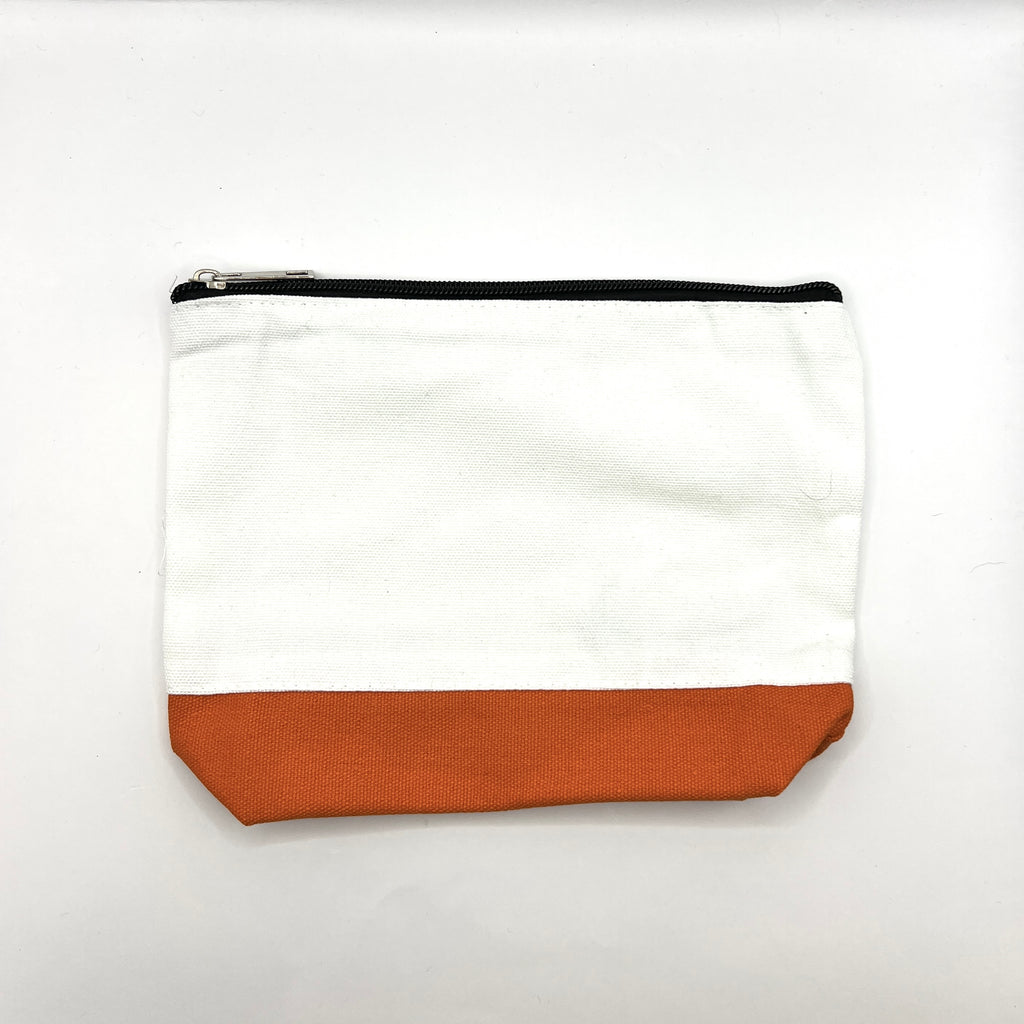 Zipper Pouch-Large Two Toned Color and Cream Canvas
