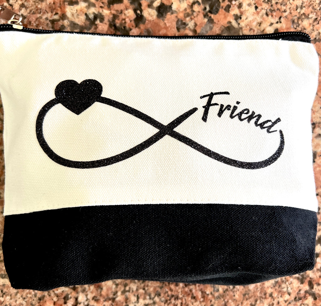Zipper Pouch-Large Two Toned Color and Cream Canvas