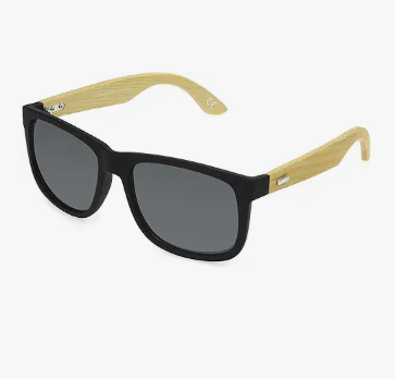 Sunglasses with Dark Lens and Bamboo Arms